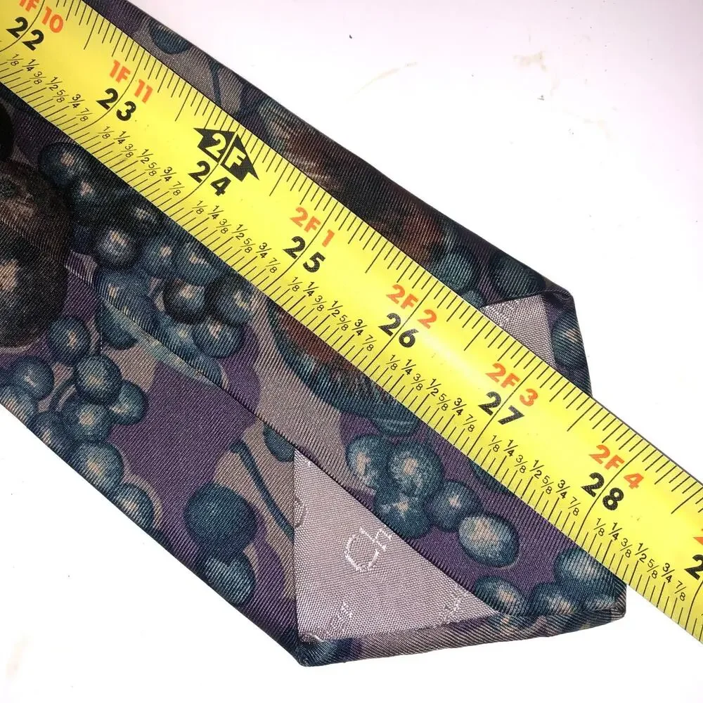 VTG Christian Dior Monsieur Italian Woven Silk Floral Pears Neck Tie Multicolor - Picture 5 of 5